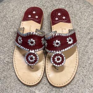 Women's Red Leather Jack Rogers Sandals